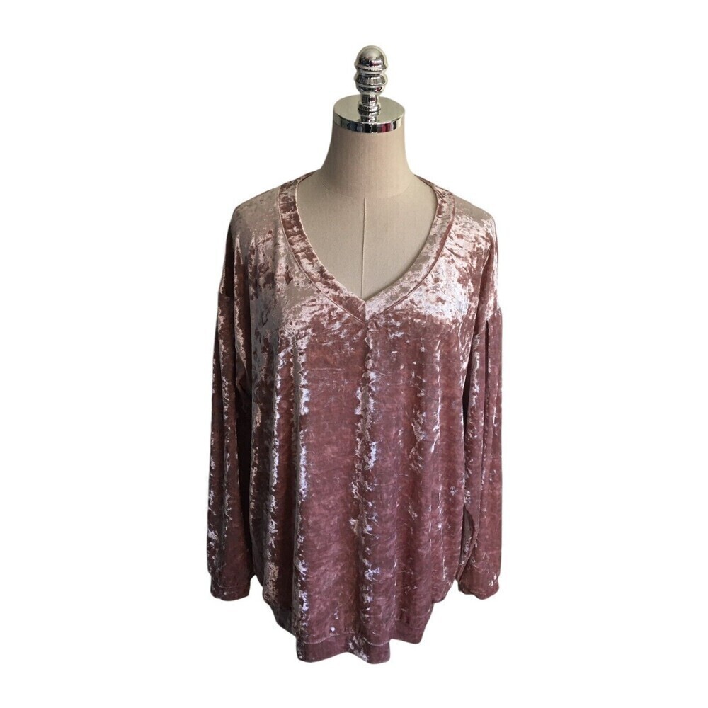 Wishlist Top Women's Size Small Pink Crushed Velvet Long Sleeve